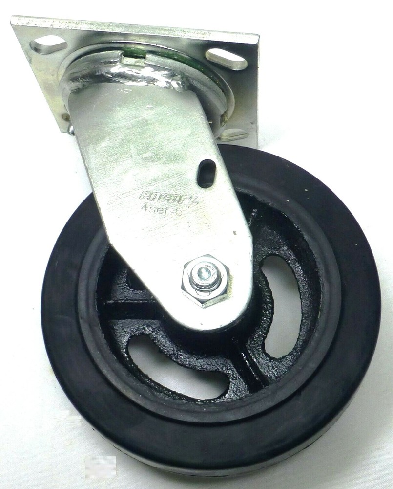 6″ Swivel Caster – Rubber Tread on Metal Core Wheel – 450 lbs Cap.