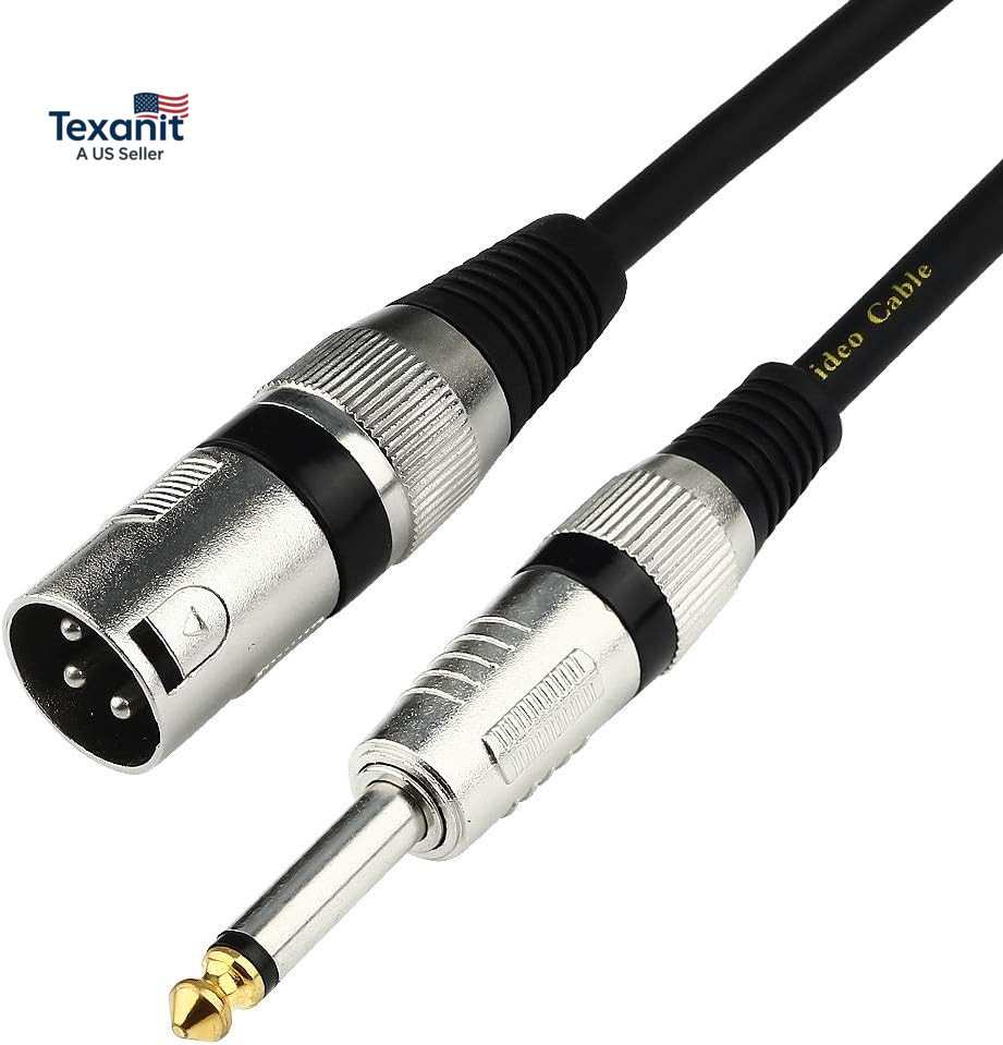 Unbalanced 6.35Mm(1/4 Inch) TS Mono to XLR Male Cable Gold Plated Quarter Inch t