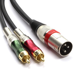 Siyear XLR Male to 2 X Phono RCA Plug Adapter Y Splitter Patch Cable, 1 XLR 3 Pi