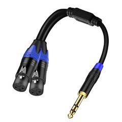 Dual Female XLR to 1/4 Inch 6.35mm TRS Stereo Male YSplitter Cable 11.8 Inch