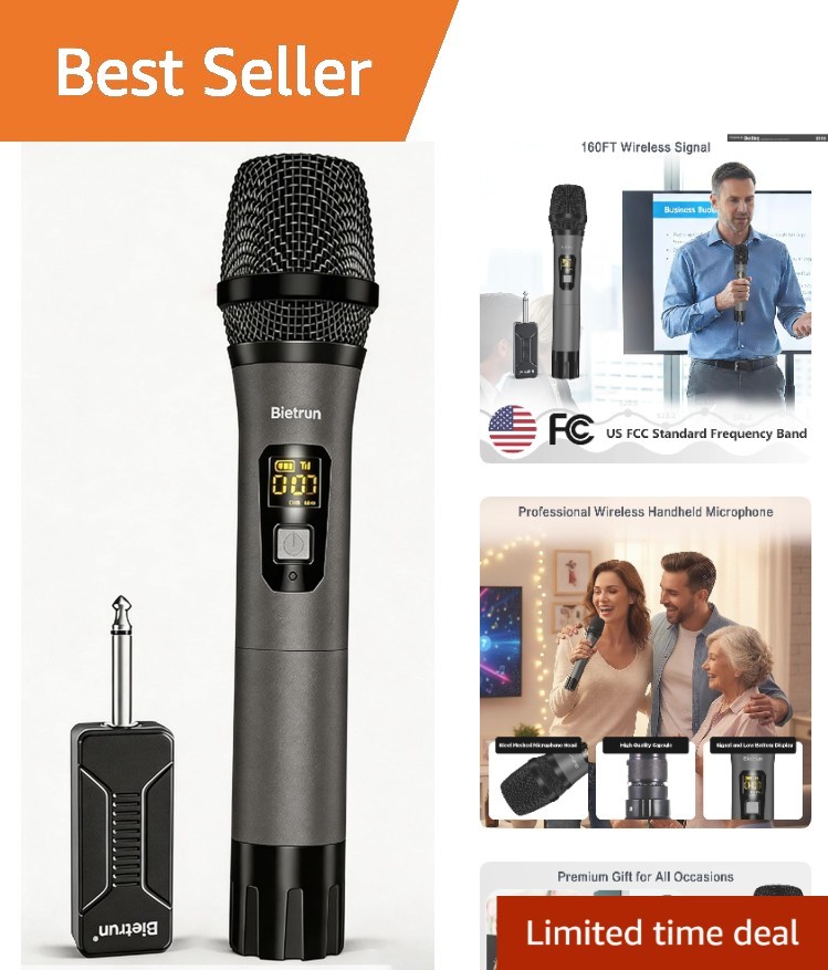 Dynamic Handheld Wireless Microphone with Mute Function – Ideal for Karaoke