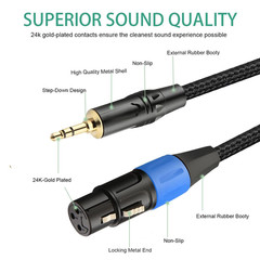 Xlr to 3.5Mm Cable Unbalanced Female Xlr to 1/8 Inch Mini Stereo Jack Aux Microp