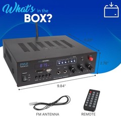 300 Watt Bluetooth PA Amplifier Compact Desktop Receiver with Mic Inputs and …