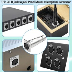 3Pin XLR Female to Female Panel Mount Microphone Adapter 5cm Cable Silver