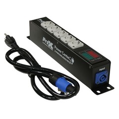PROX PowerCon Pass thur Splitter Box w/V&A Meter & 5 PowerCon Gray B Out