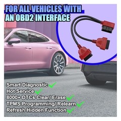 ZIMISI Right Angle OBD2 Splitter, 16 Pin 1 Male to 2 Female OBD2 Extension Red