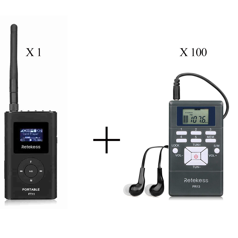 FT11 PR13 Assisted Listening Tour Guide System 1 Transmitter 100 Receiver Plant