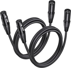 2 Pack Premium XLR Cable – 6ft, Male to Female Microphone 6 Feet, Black