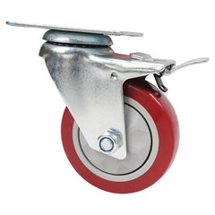 Sound Town 4 Pack 4” Swivel Wheels with Red Polyurethane and Brake Caster STLC-4