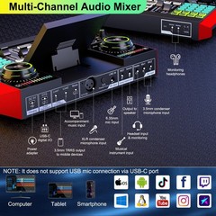 Podcast Equipment Bundle with Live Sound Card Audio Mixer, 3.5mm Condenser Mi…