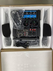 Aveek 150W x2 Powered Amplifier Audio Mixer,4 Channel with Dual Wireless Mic Sou
