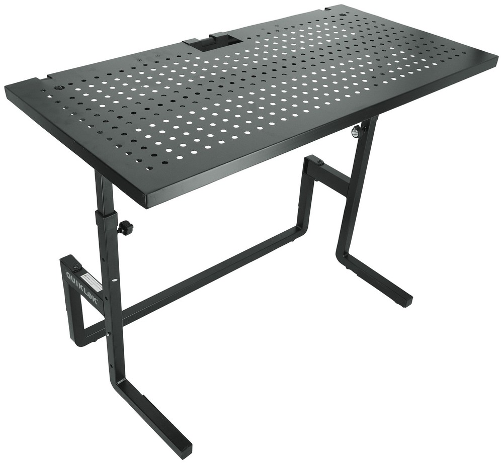 Quik Lok DJ233 Foldable DJ Table Workstation w/Perforated Shelf for Ventilation