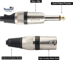 Unbalanced 6.35Mm(1/4 Inch) TS Mono to XLR Male Cable Gold Plated Quarter Inch t