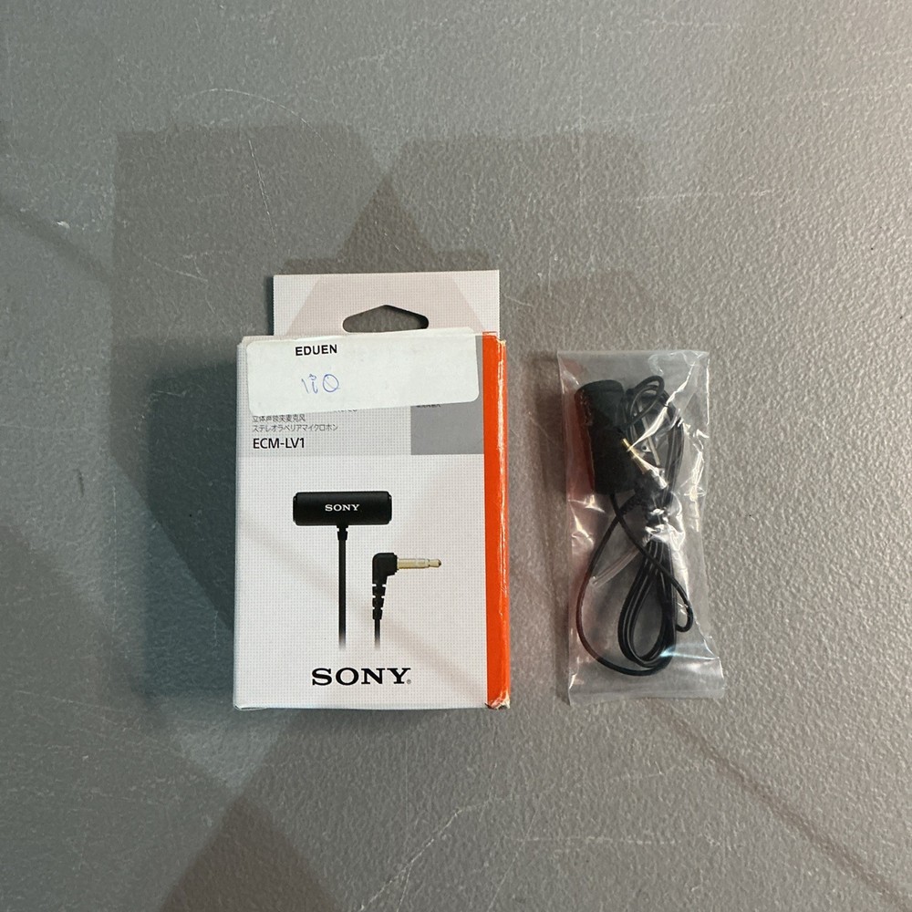SONY ECM-LV1 COMPACT STEREO LAVALIER MICROPHONE PLUG-IN MIC INPUT 3FT CABLE