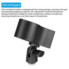 Mic Holder 32mm-60mm Plastic Interface with 1/4 Metal Adapter Black 2 Pcs
