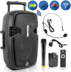 Pyle Portable Bluetooth Loudspeaker – Active PA Speaker System Kit Rechargeable