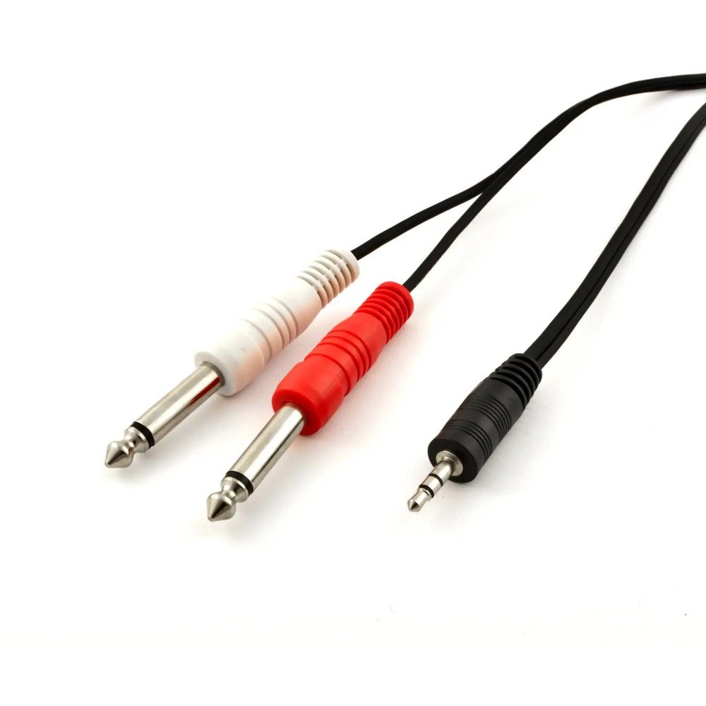 1/4-Inch Mono Plug to 3.5mm TRS Insert Cable Audio Connector Black (3FT-10FT)