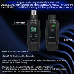 UHF Wired Microphone to Wireless Mic System Converter Transmitter Receiver V3G7
