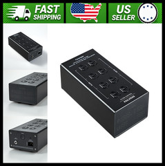 Black 8-Way AC Power Filter with LED Display, Overvoltage Protection
