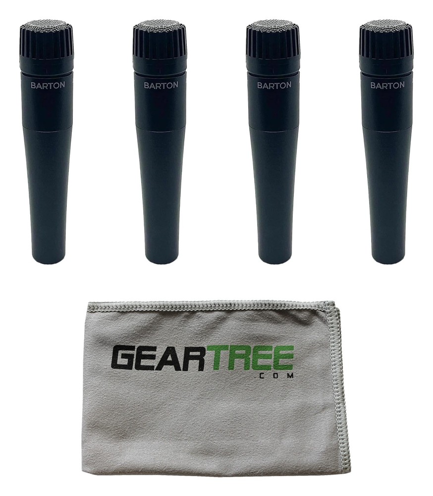 Barton B507A The Tone Ranger Dynamic Instrument Microphone, 4Pack w Polish Cloth