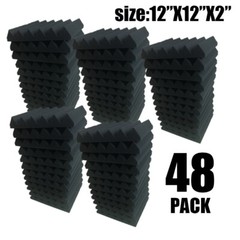 52 PACK 12″X12″ 1″2“Acoustic Foam Panel Wedge Studio Soundproof Wall Adhesive