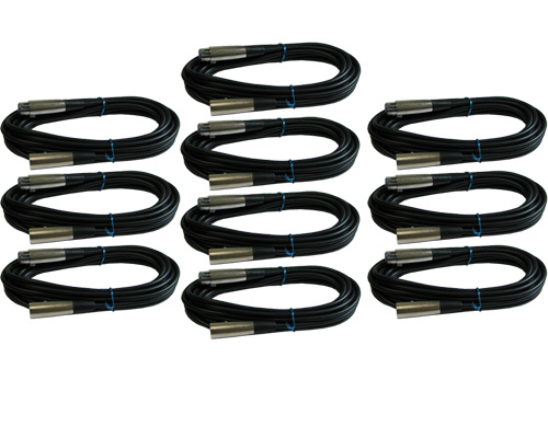 10 lot 15ft xlr male female 3pin MIC Shielded Cable microphone audio cord pack