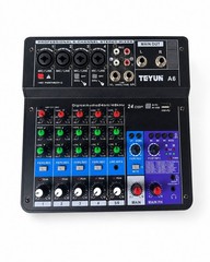 TEYUN A6 6-Channel Stereo Mixer DSP Phantom Power 24-bit/48kHz