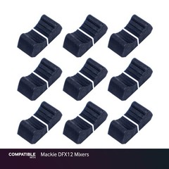 Set of 9 Black Fader Caps for Mackie DFX12 Mixers