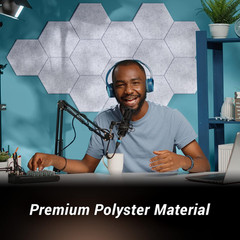 12 Pack Hexagon Acoustic Panels, 12″X 10″X 0.4″ Self-Adhesive Sound Proof