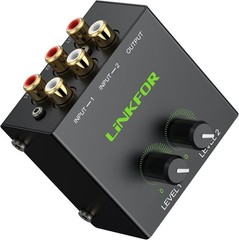 Compact RCA Stereo Audio Mixer with Gold-Plated Connections for Superior Sound