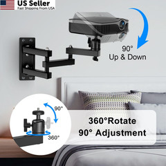 JUBOR Projector Wall Mount, 360° Rotation 3-Sections Mount 14.76 inches