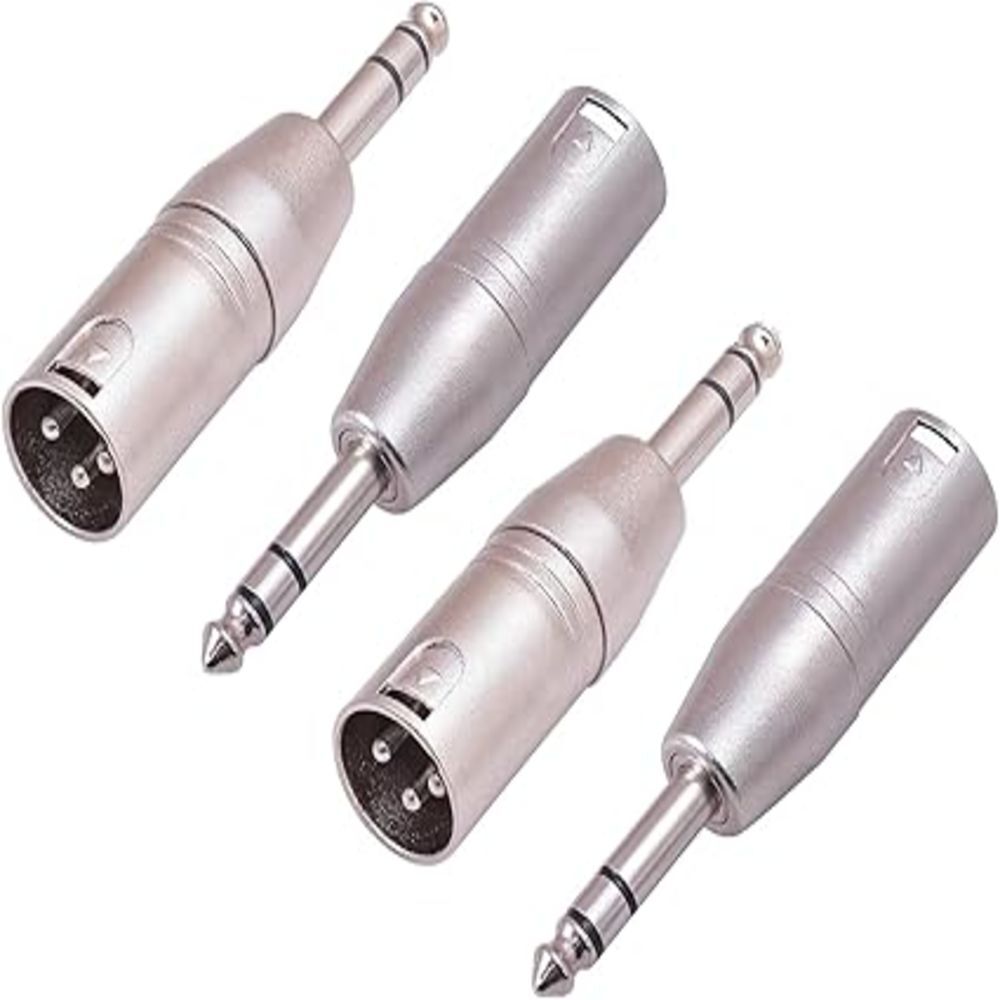 4 Pack 1/4″ TRS to XLR Adapter, Balanced Quarter Inch 6.35mm Male to XLR Male