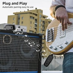 2.4G Wireless Guitar System Transmitter Receiver 48KHz 24-Bit Rechargeable 30M