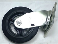 6″ Swivel Caster – Rubber Tread on Metal Core Wheel – 450 lbs Cap.