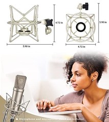 SUUNTOK Mic Shock Mount Fits Neumann U87 Ai U89 TLM 67 Metal 180° Champagne