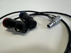 Dual 3-Pin XLR Female to 5-Pin Lemo Right Angle Audio Breakout Cable Red Blue BN