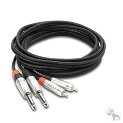Mint Hosa HPR-003X2 Pro Stereo Interconnect Dual Rean 1/4 in TS to RCA 3ft Cable