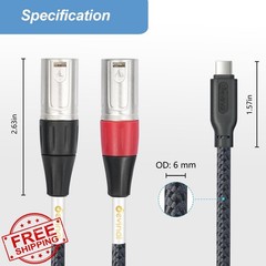 Devinal USB C to Dual XLR 10 FT Cable