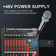 Audio Mixer 8 Channel, CT-80S Professional Sound System Mixer Board DJ Mixing Co
