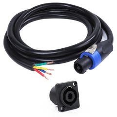 6 Feet Speakon to Bare Cable w/ Free Socket PA DJ Chuchero Box 4 Conductor Wire