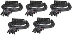 ProX XC-SB84XLR25 25ft XLR Snake 8 Send 4 Return Stage Box Cable 5 Pack Pro