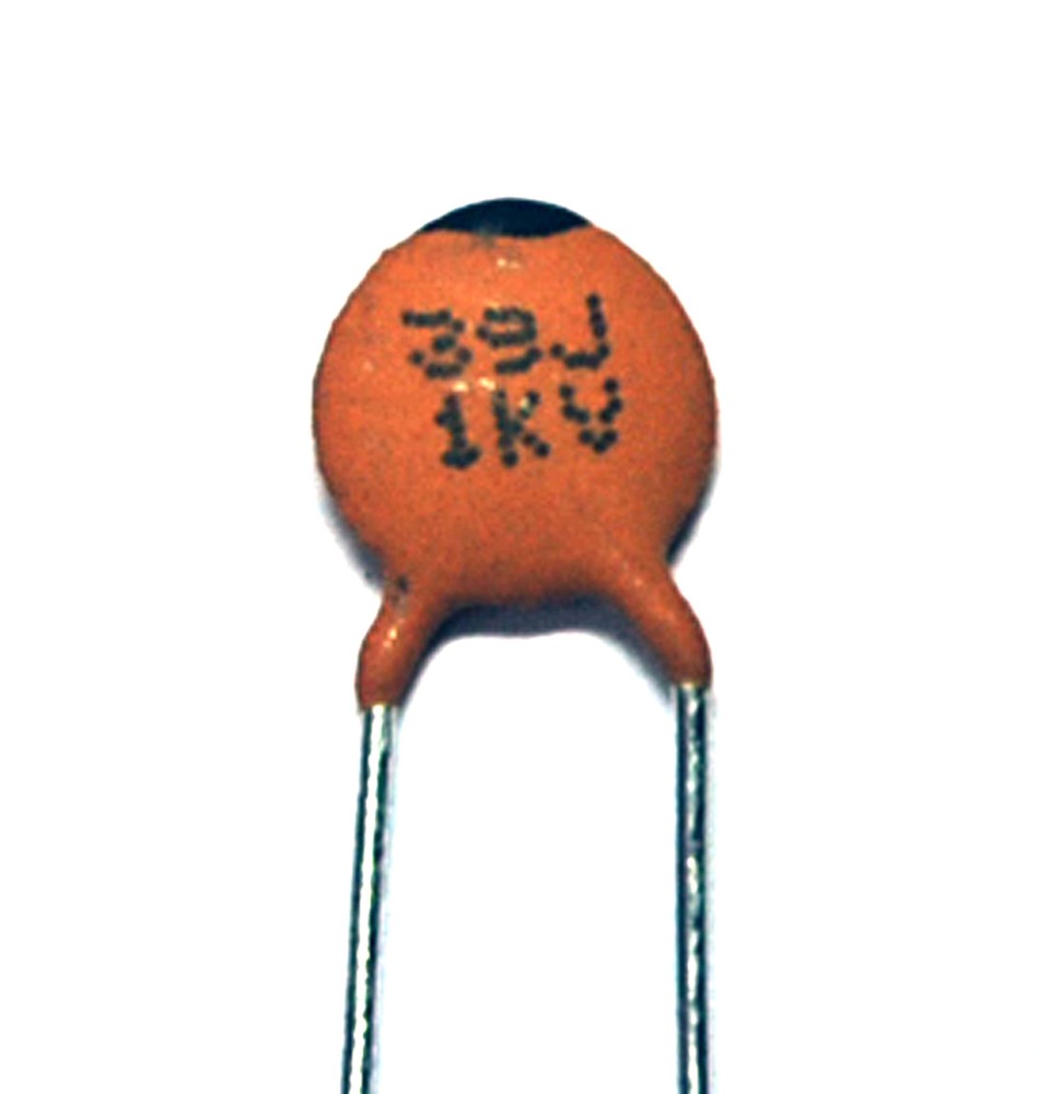 100pc Disc Ceramic Capacitor 39pF 1KV J ±5% NP0 Pitch=5mm RoHS Taiwan NPO