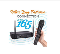 Pyle VHF Fixed Frequency Wireless Microphone System, Adjustable Volume Controls