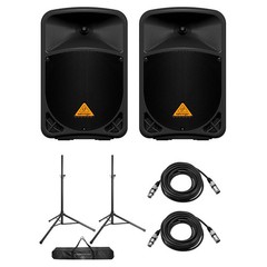 Behringer Eurolive B110D 10″ 300W 2-Way Active PA Powered Speaker, Pair, Bundle