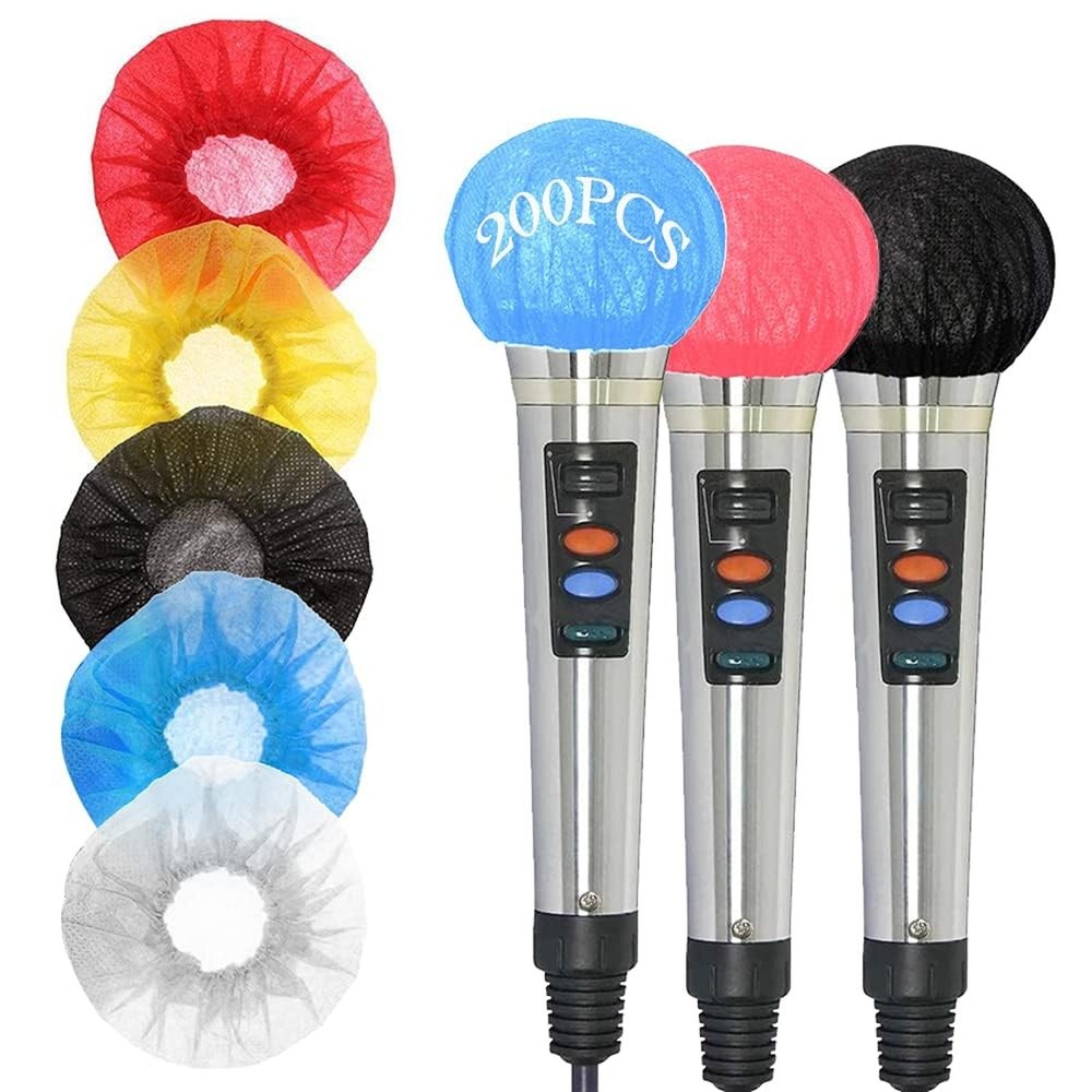 200 Pcs Disposable Microphone Cover, Non-Woven Handheld Microphone Windscreen…