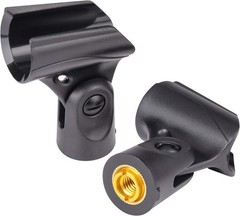 Universal Microphone Clip Holder with Nut Adapters 5/8″ to 3/8″,Black,5 Pack