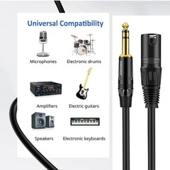 15 FT 6.35 mm 1/4 Inch TRS to XLR Audio Stereo Mic Cable – Gold Plated 1/4 In…