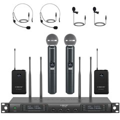 Phenyx Pro 4-Channel Wireless Microphone System w/Auto PTU-7000-2H2B, Black