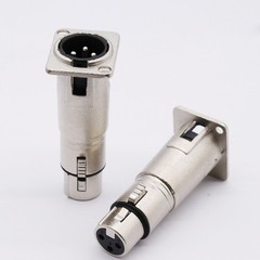 2x XLR Male to XLR Female Feed/Pass Thru Connector Adapter for D Panel Mounting