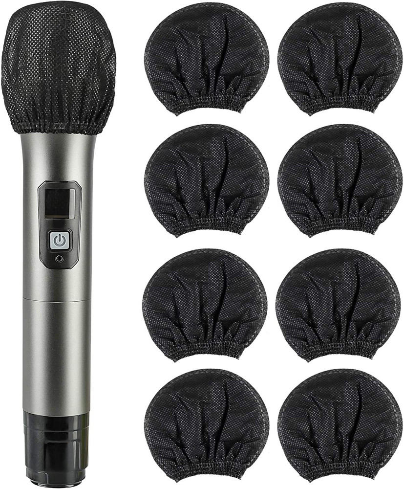 Buluker 200 Pcs Disposable Microphone Cover Non-Woven Handheld Microphone Windsc